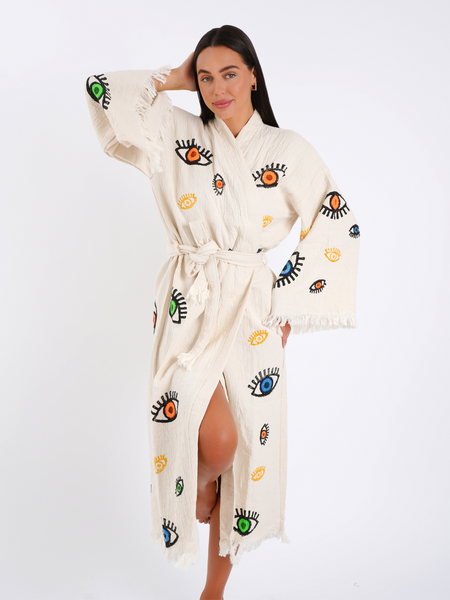 Multi Evil Eye Kimono Robe