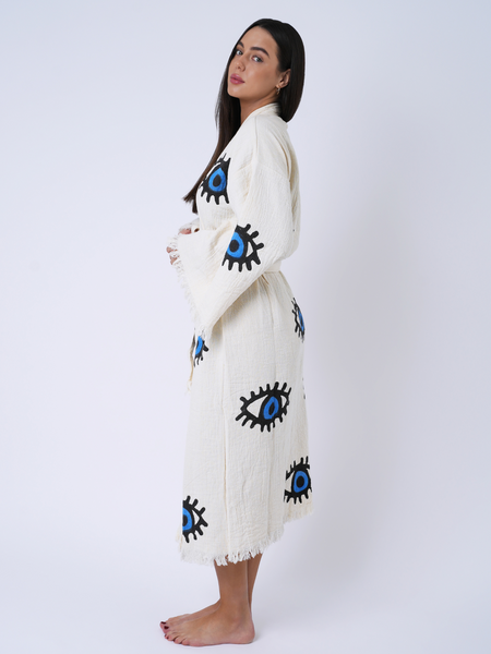 Evil Eye Blue Kimono Robe
