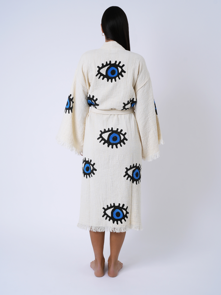 Evil Eye Blue Kimono Robe