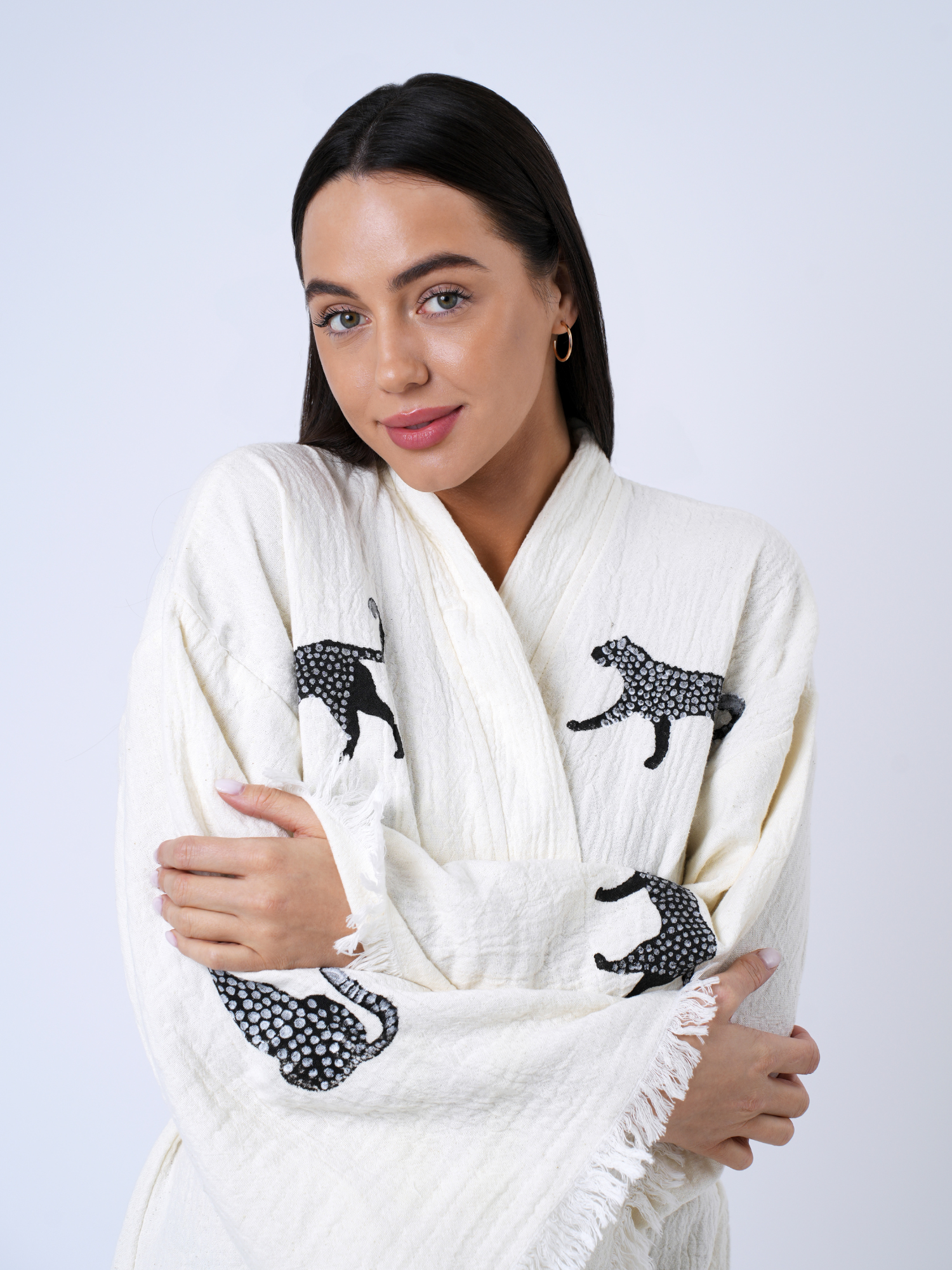 Leopard Kimono robe - Black