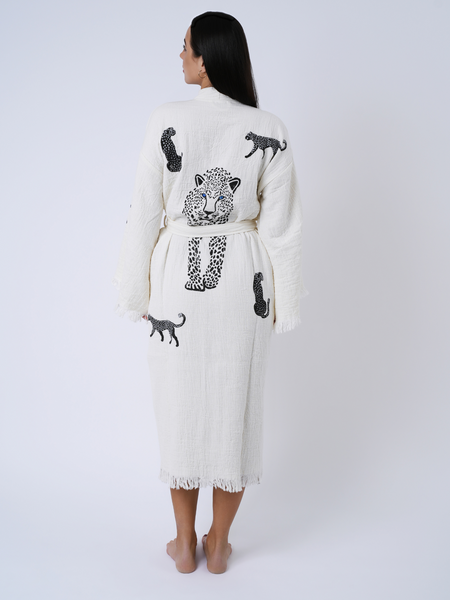 Leopard Kimono robe - Black
