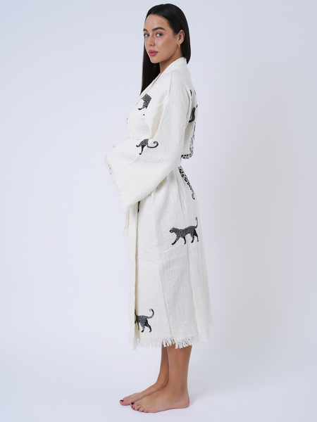 Leopard Kimono robe - Black