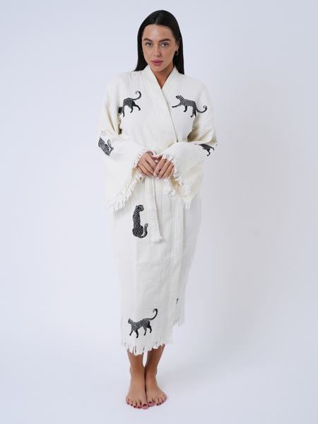 Leopard Kimono robe - Black