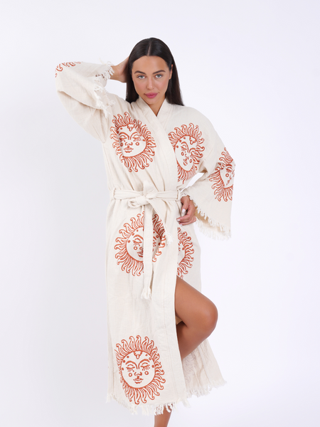 Sun Face Natural Kimono Robe