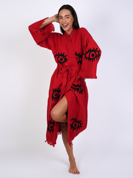 Red w/ Black Eye Kimono Robe