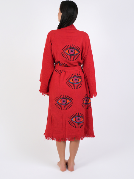 Red Evil Eye Kimono Robe