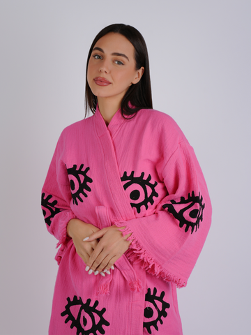 Pink w/ Black Eye Kimono Robe