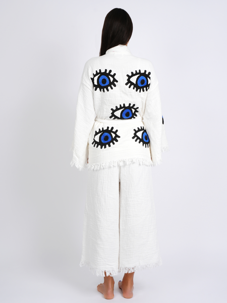 Evil eye blue kimono co-ord