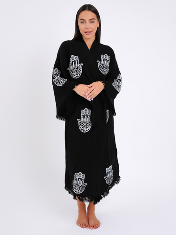 Black Edit w/Hamsa hand Kimono Robe