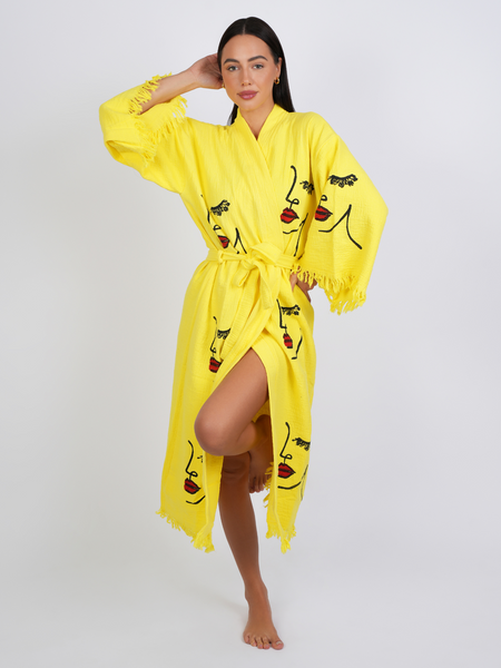 Neon Yellow w/Modern Muse Kimono Robe