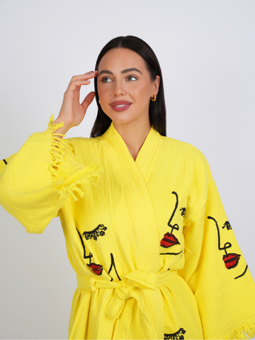Neon Yellow w/Modern Muse Kimono Robe
