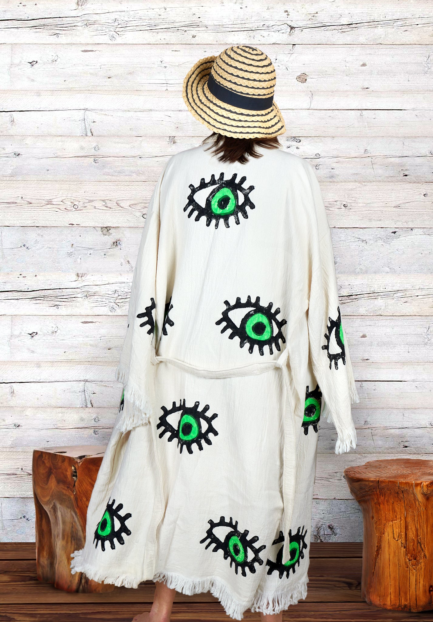 Evil Eye Green Kimono Robe