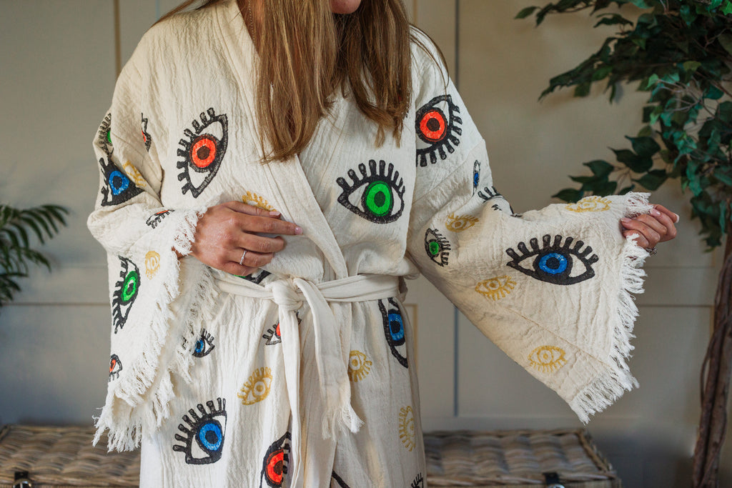 Multi Evil Eye Kimono Robe – Peshtemal.Shop