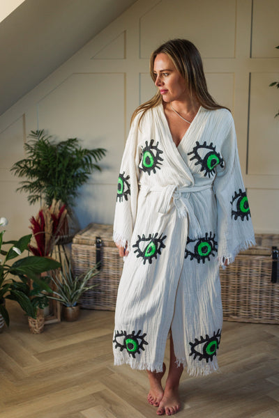 Evil Eye Green Kimono Robe