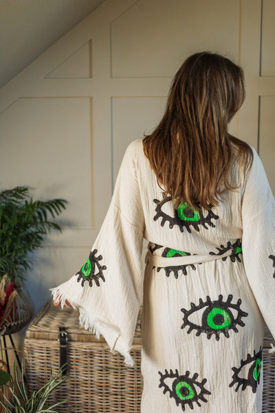 Evil Eye Green Kimono Robe