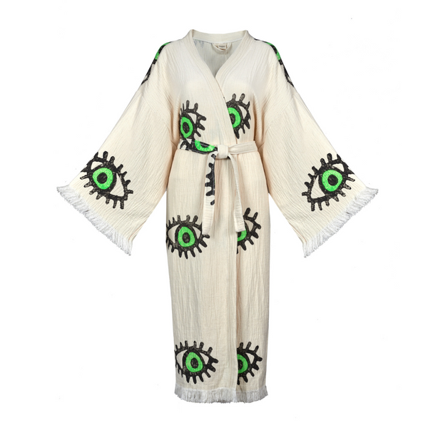 Evil Eye Green Kimono Robe