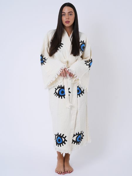 Evil Eye Blue Kimono Robe