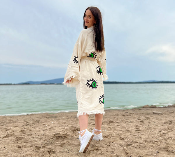 Evil Eye Green Kimono Robe